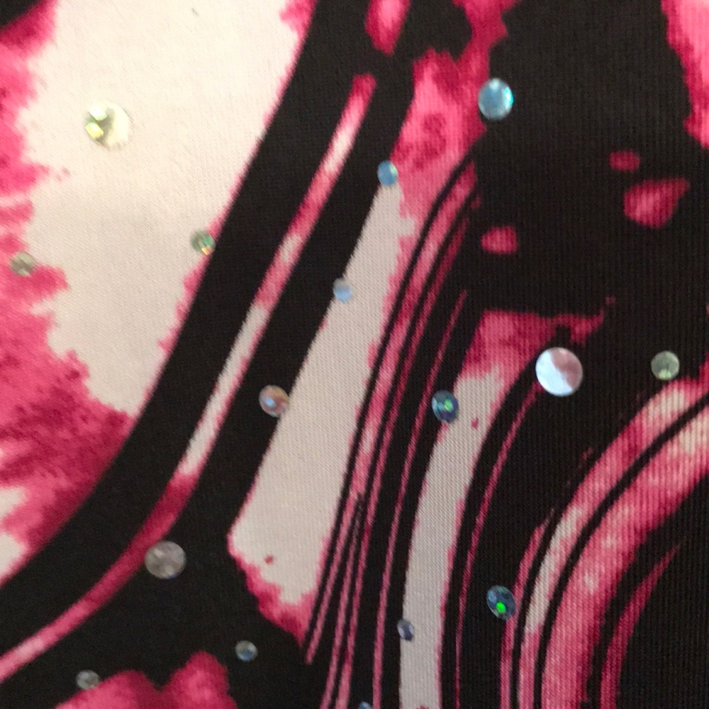 Essentials pink and black tunic Rhinestone V neck and Sequin bling super soft - Picture 3 of 8